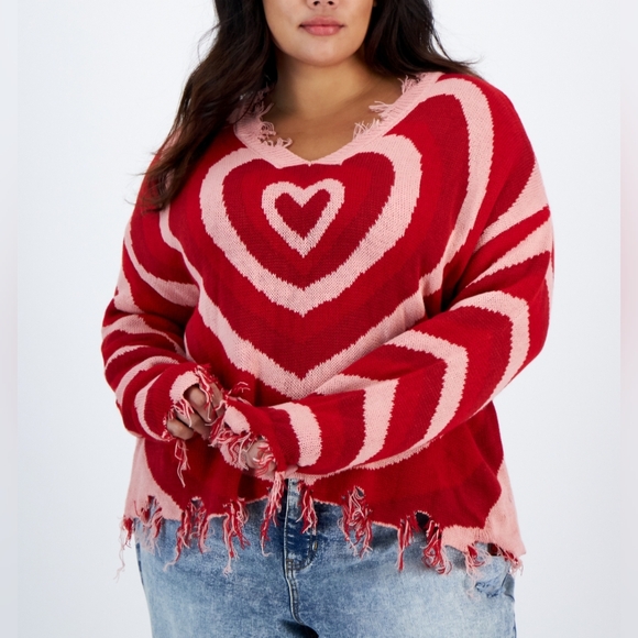 just polly Sweaters - NWT Just Polly JUNIOR Heart Distressed Sweater